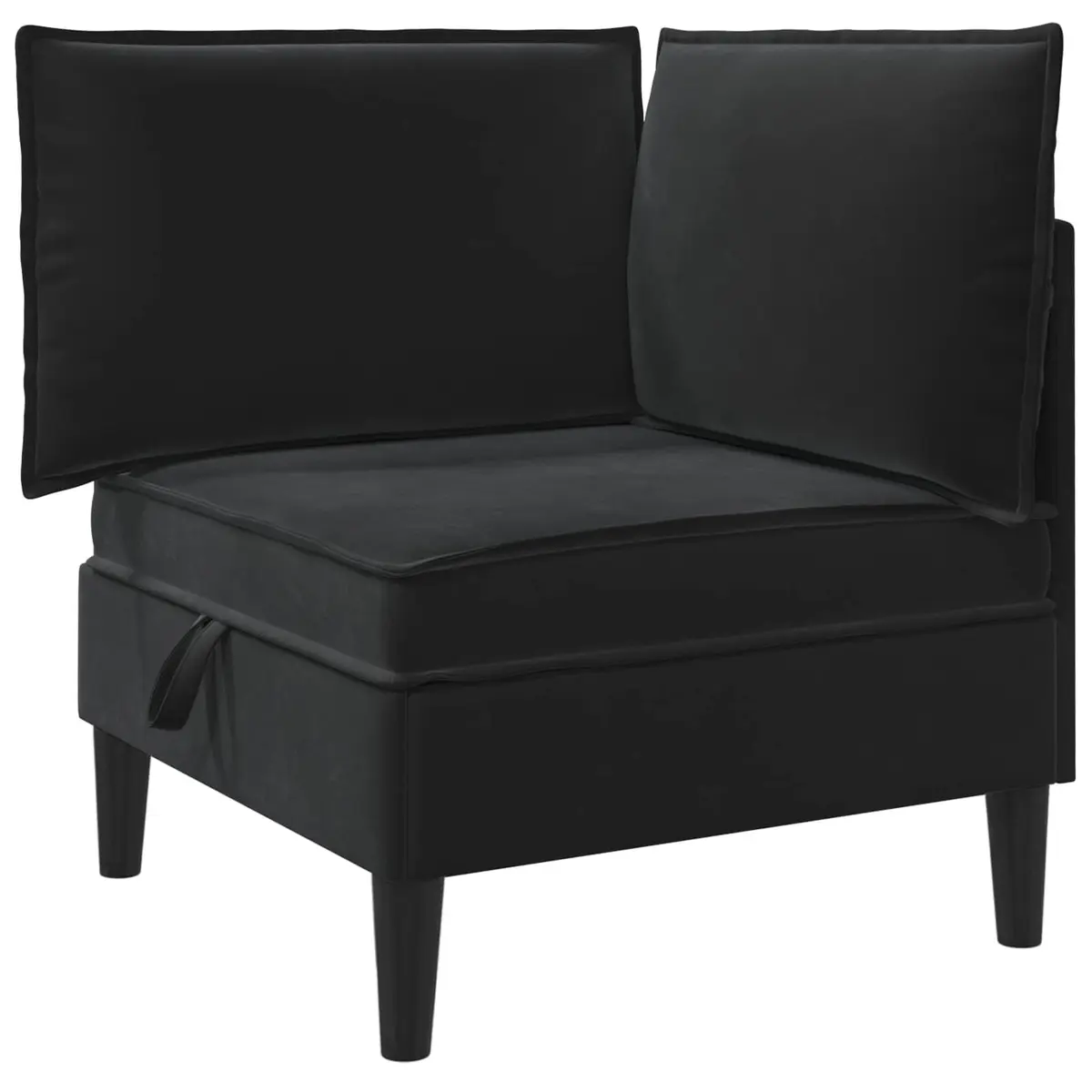 Modern Living Room Furniture Set 4 pcs Black Velvet Cushioned Seating Storage