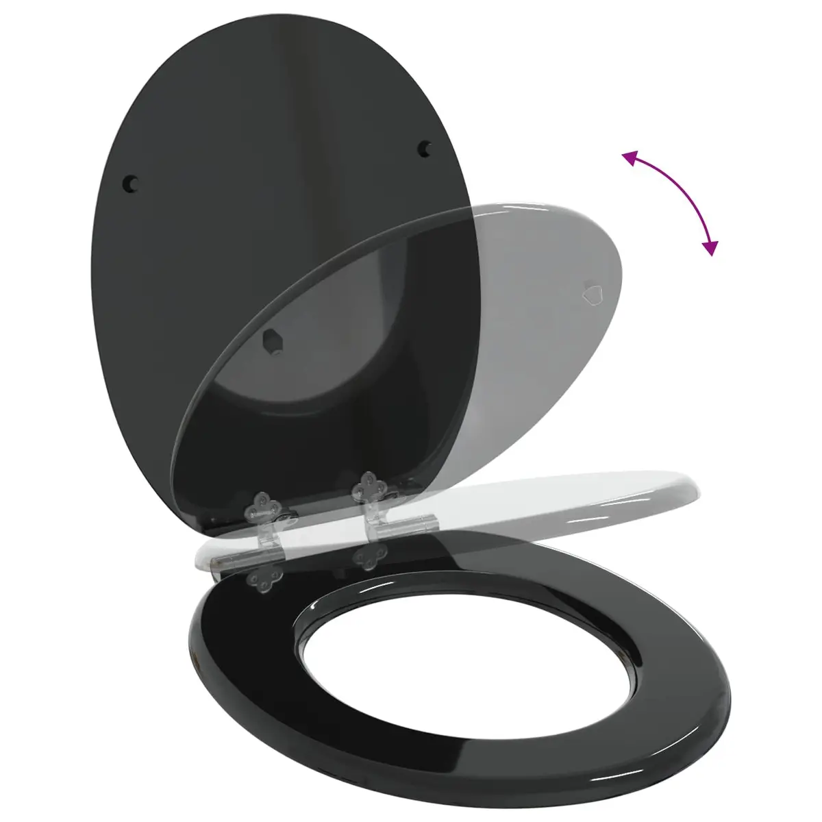Toilet Seat Soft Close Black MDF 44x38cm