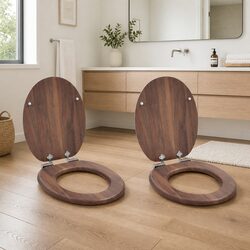 Reliable Brown Soft-Close Toilet Seat 2 Pack, Easy Installation