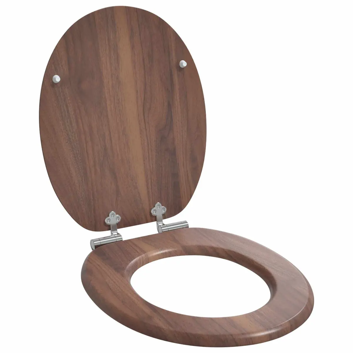 Soft-Close Toilet Seat Brown 44x38cm MDF Quiet Close 2 Pack