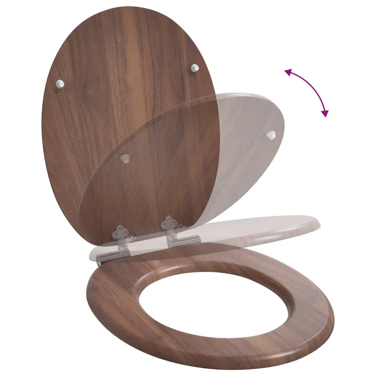 Soft-Close Toilet Seat Brown 44x38cm MDF Quiet Close 2 Pack
