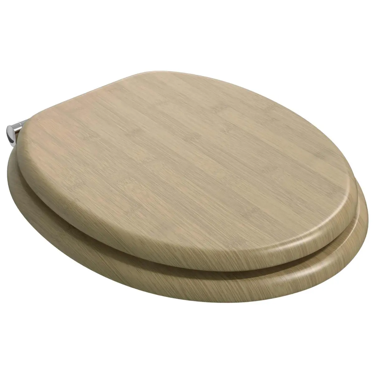 MDF Toilet Seat Soft-Close Brown Standard Size 44 x 38 cm with Non-Slip Bumpers