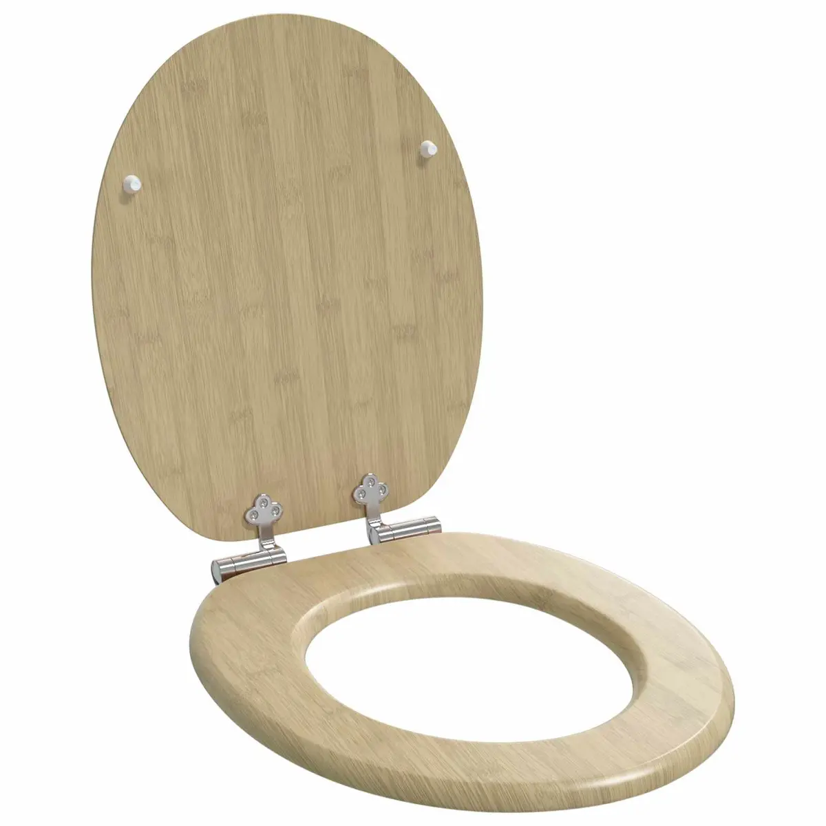 MDF Toilet Seat Soft-Close Brown Standard Size 44 x 38 cm with Non-Slip Bumpers