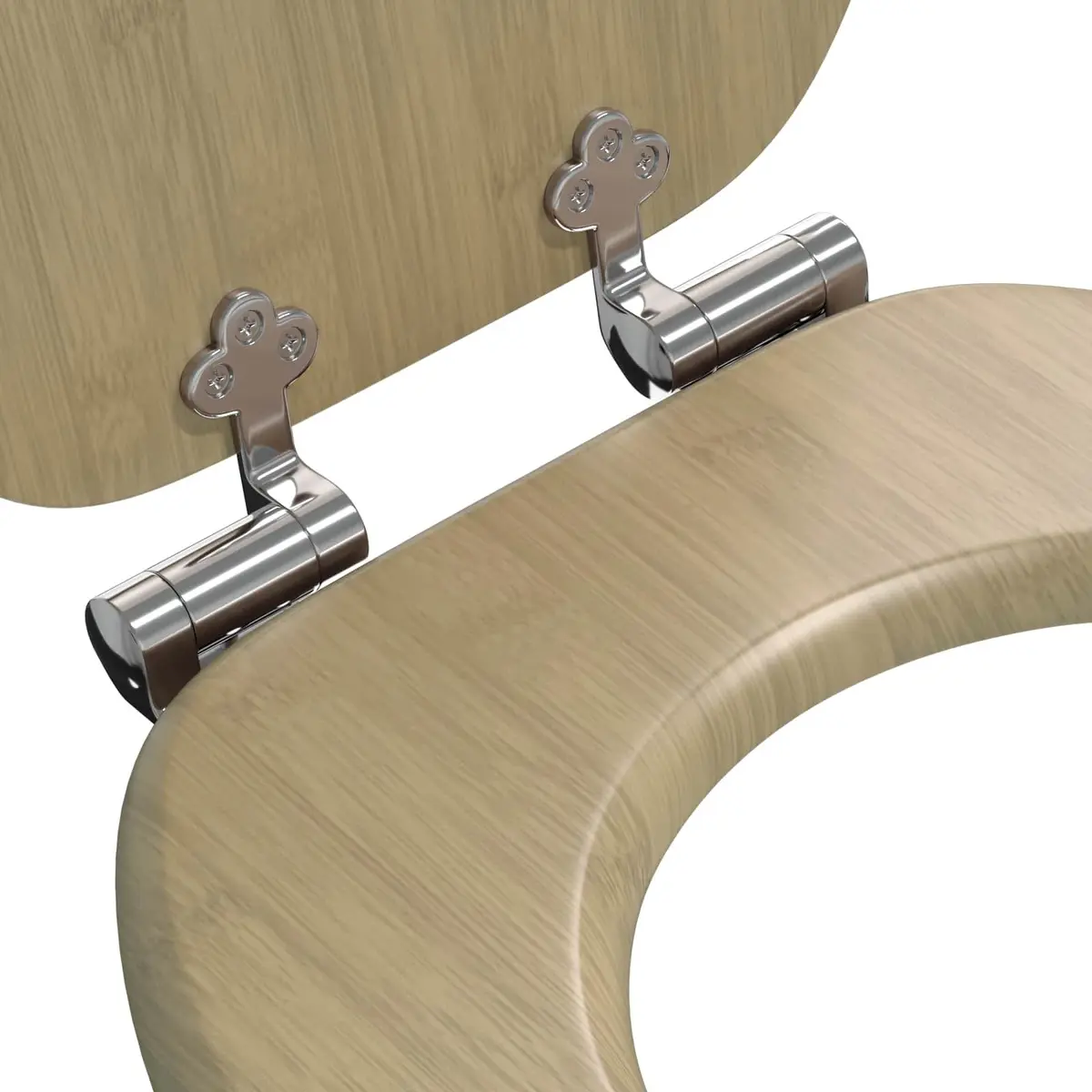 MDF Toilet Seat Soft-Close Brown Standard Size 44 x 38 cm with Non-Slip Bumpers