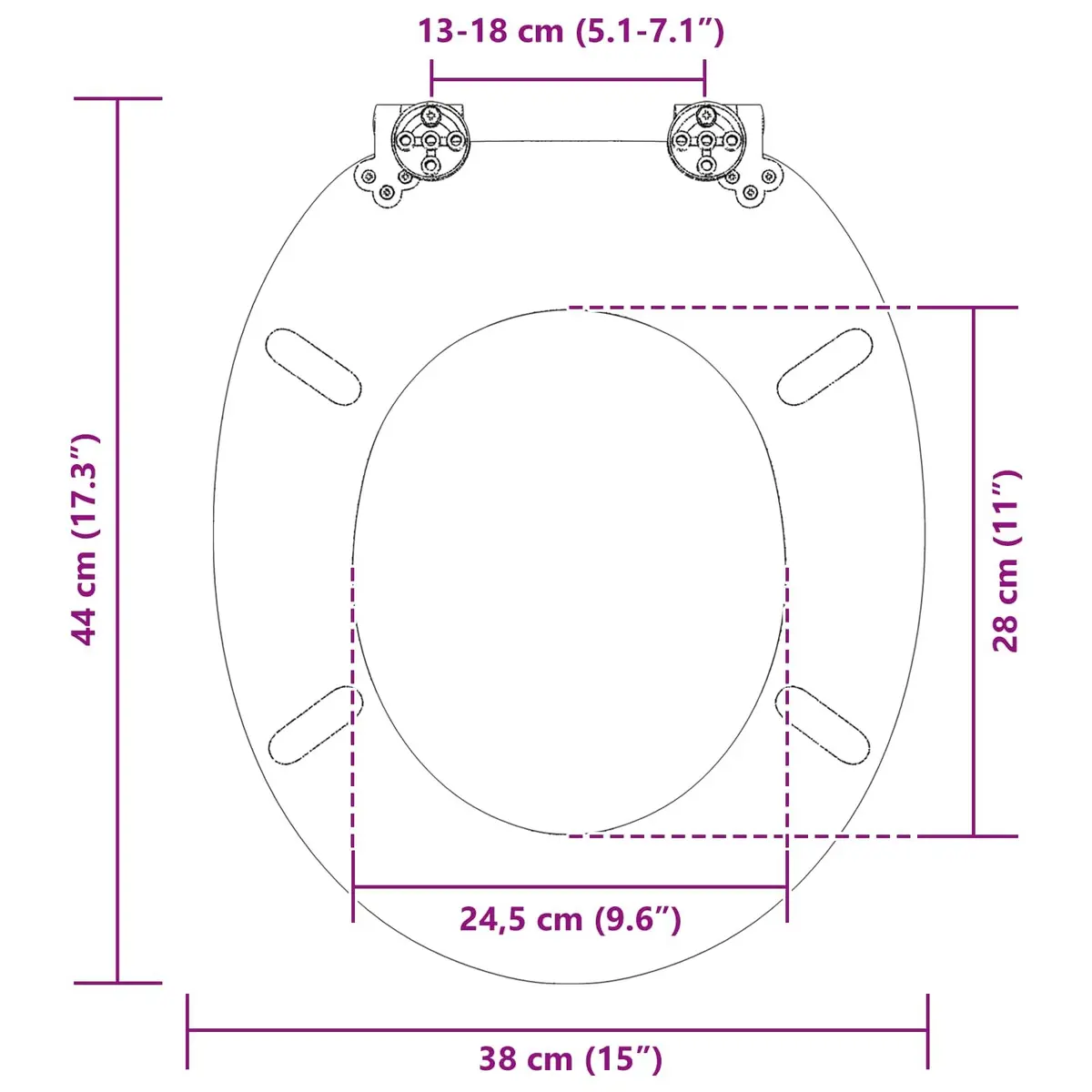 Soft-Close Toilet Seat 2 Pack Standard Fixing Blue MDF Board 44 x 38 cm