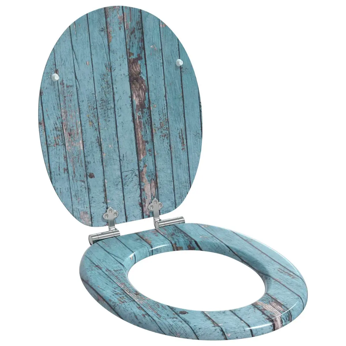 Soft-Close Toilet Seat 2 Pack Standard Fixing Blue MDF Board 44 x 38 cm