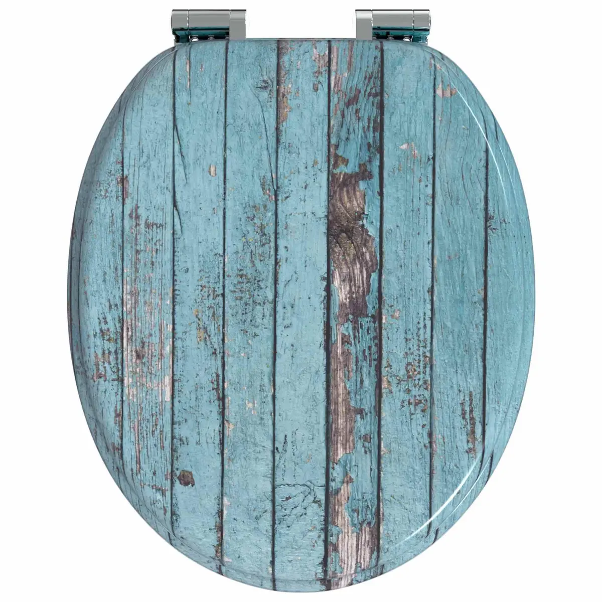 Soft-Close Toilet Seat 2 Pack Standard Fixing Blue MDF Board 44 x 38 cm