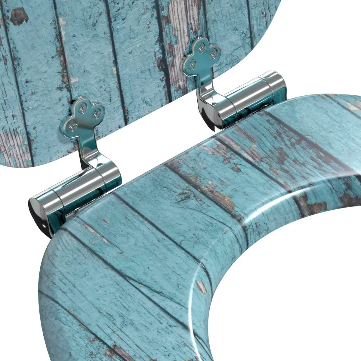 Soft-Close Toilet Seat 2 Pack Standard Fixing Blue MDF Board 44 x 38 cm