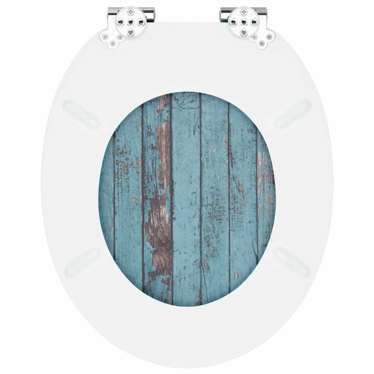 Soft-Close Toilet Seat 2 Pack Standard Fixing Blue MDF Board 44 x 38 cm