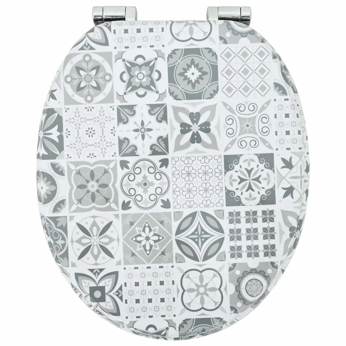 Soft-Close Toilet Seat Blue White 2 Piece Bathroom Fixture MDF Board Non-Slip
