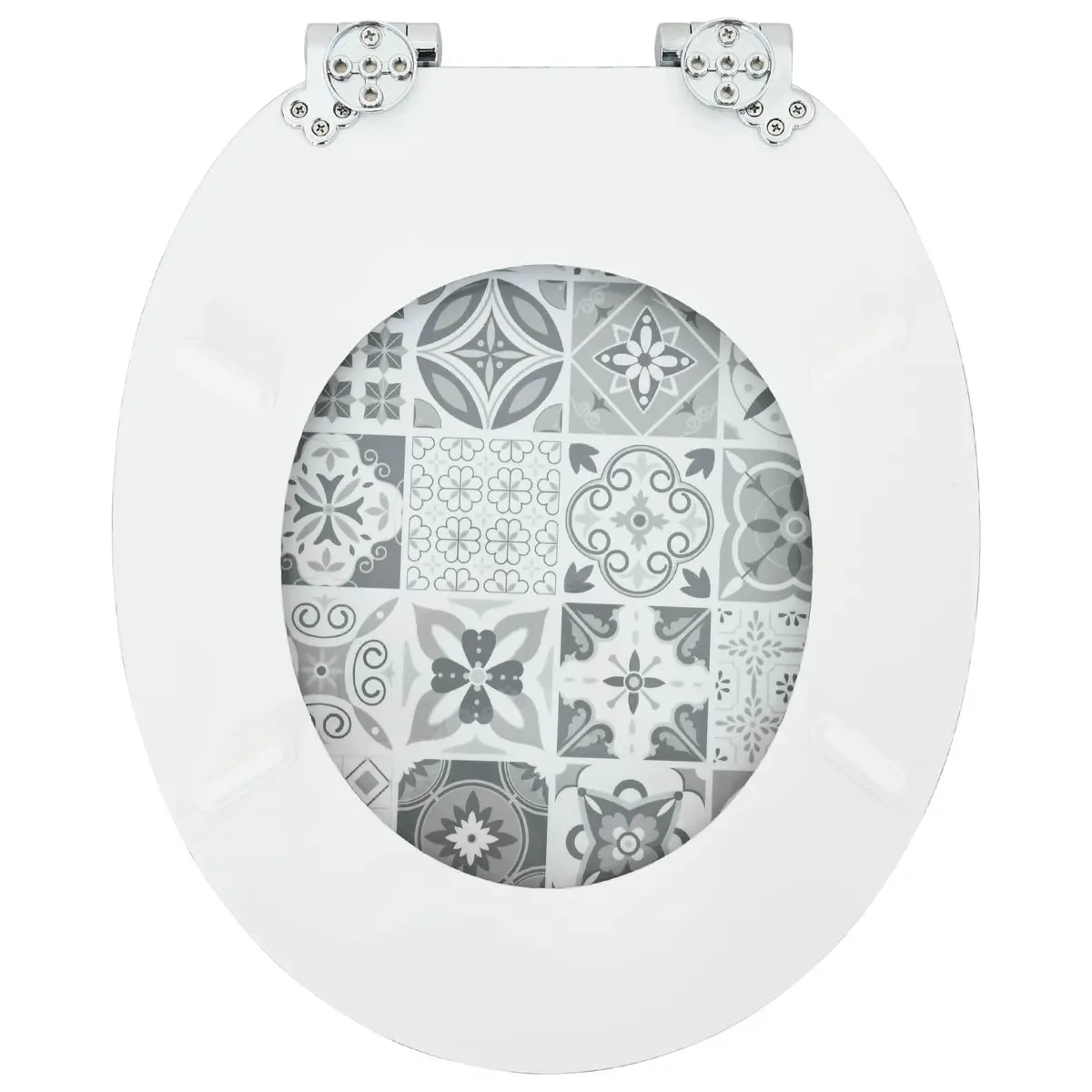 Soft-Close Toilet Seat Blue White 2 Piece Bathroom Fixture MDF Board Non-Slip