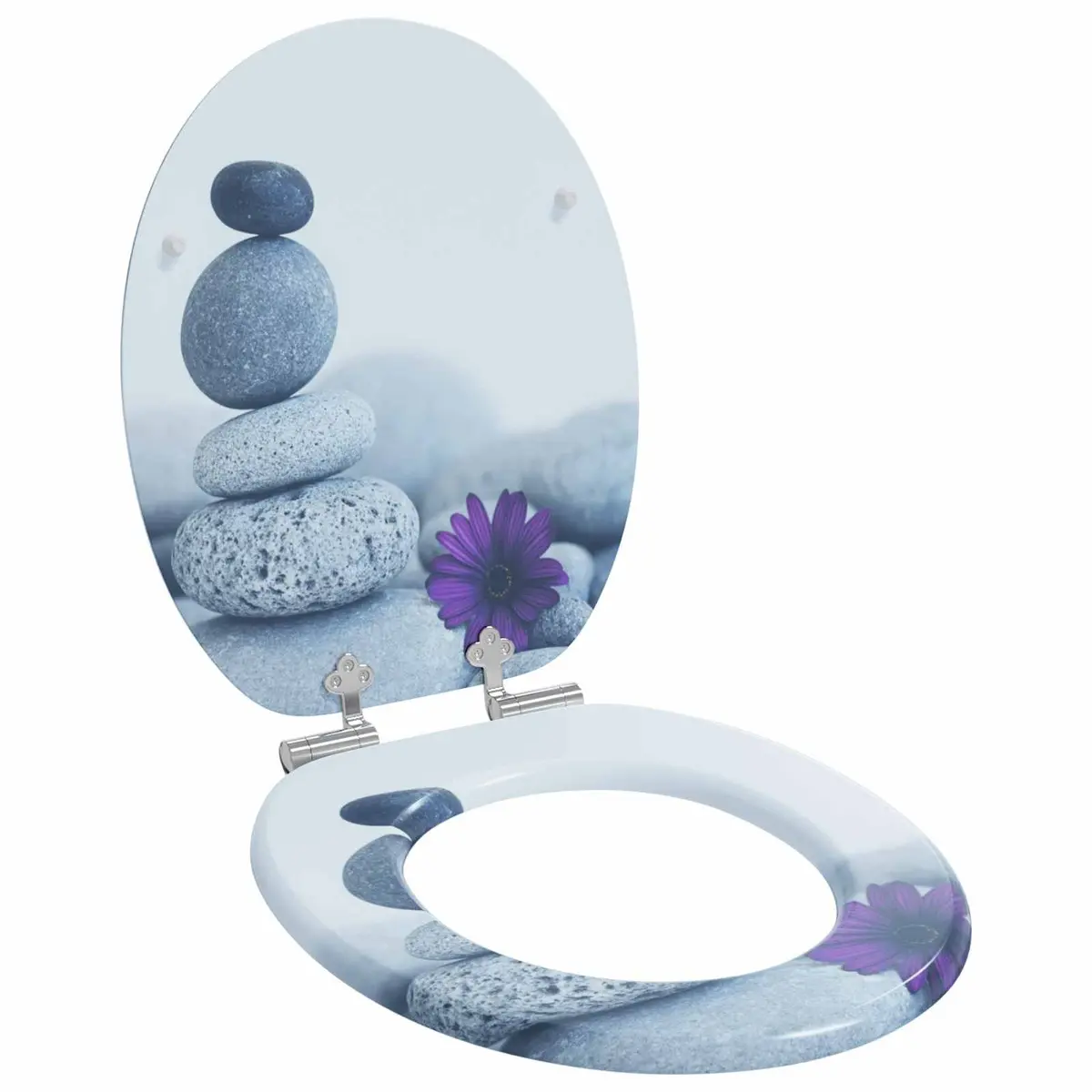 Toilet Seat Soft-Close Grey MDF 44 x 38 cm Bathroom Fixture 2 Pack