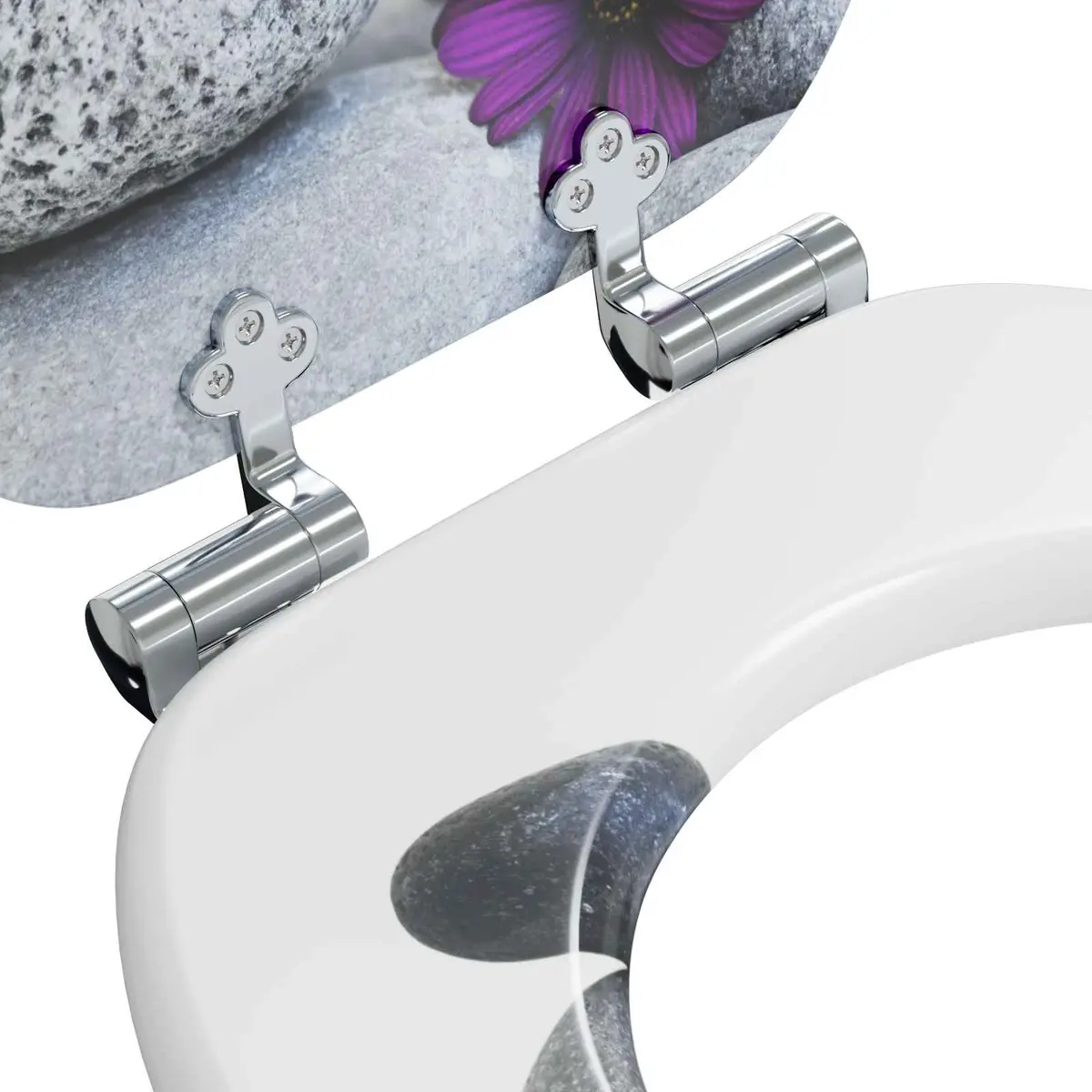 Toilet Seat Soft-Close Grey MDF 44 x 38 cm Bathroom Fixture 2 Pack