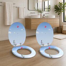 Reliable and Quiet Soft-Close Toilet Seat in Blue