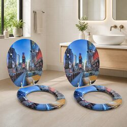 Quality Grey MDF Soft-Close Toilet Seat for Comfort