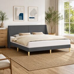 Comfort and Value with Dark Grey Bed Frame and Fabric Headboard