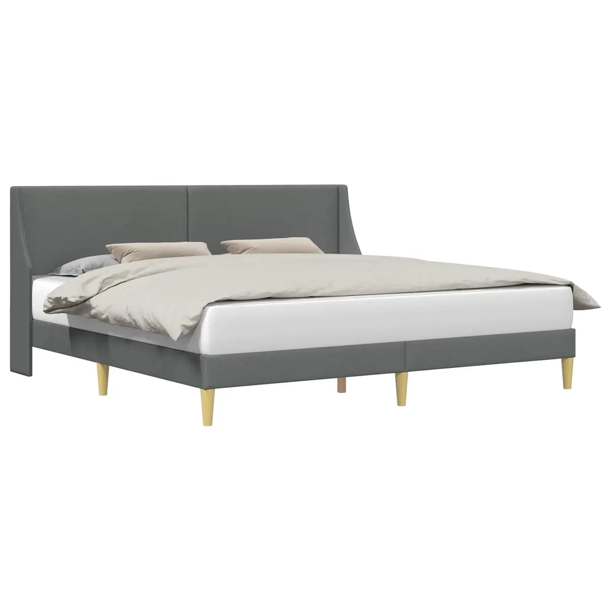 Bed Frame Dark Grey Fabric Headboard 180 x 200 cm Modern Bedroom Furniture