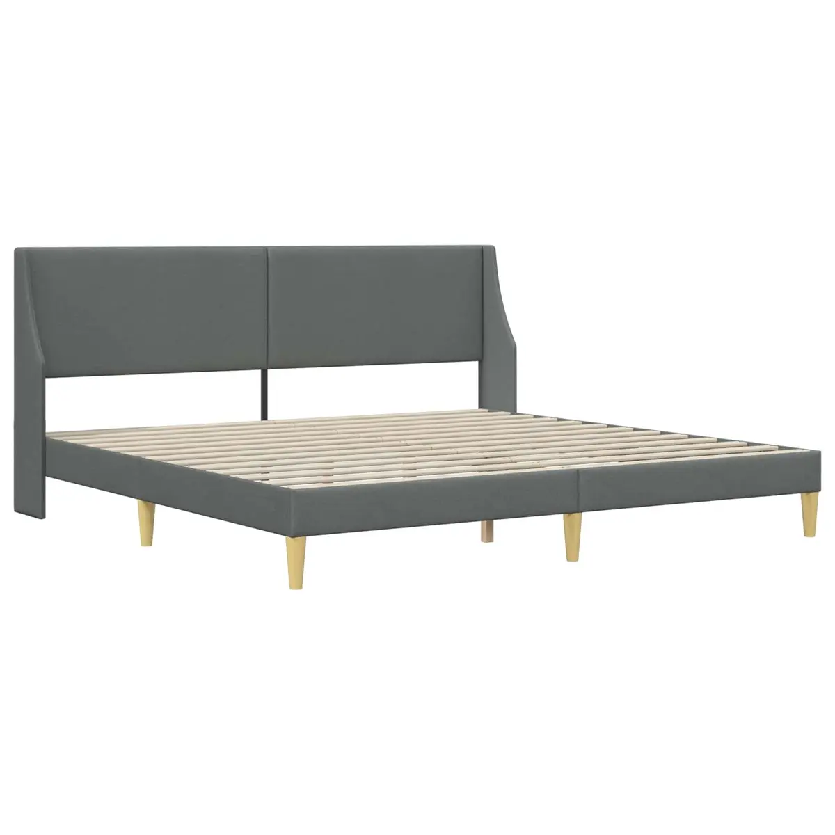 Bed Frame Dark Grey Fabric Headboard 180 x 200 cm Modern Bedroom Furniture