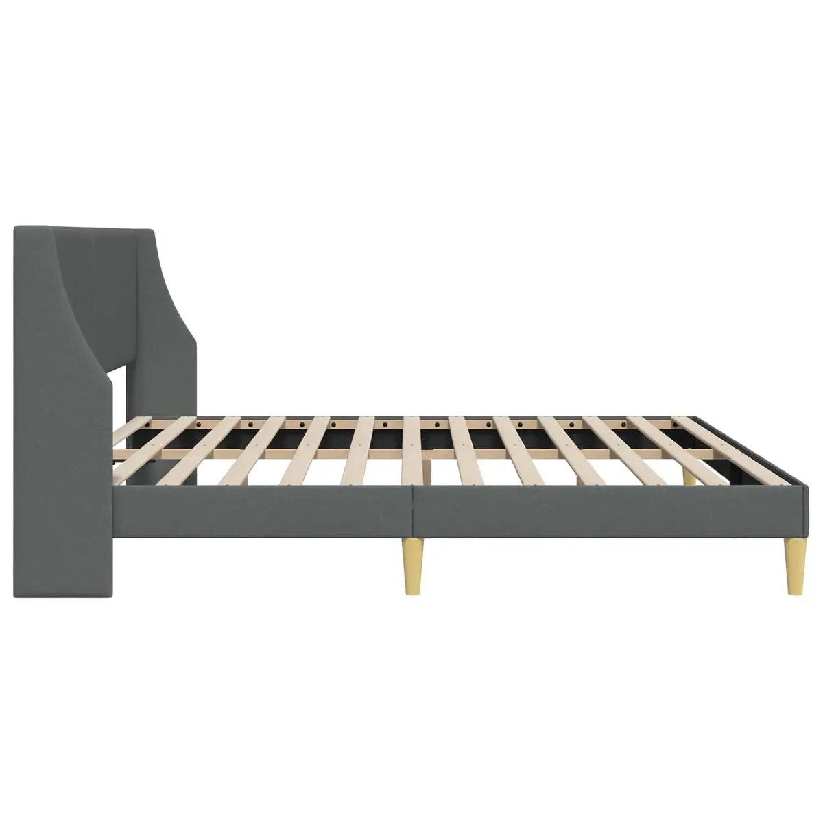 Bed Frame Dark Grey Fabric Headboard 180 x 200 cm Modern Bedroom Furniture