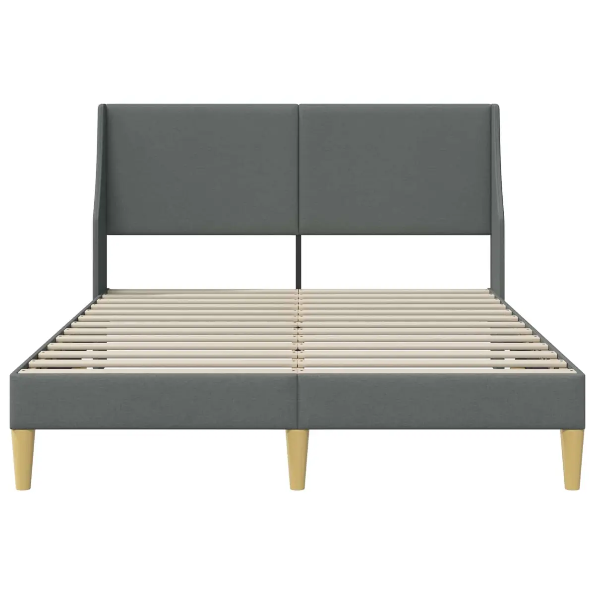 Bed Frame Dark Grey Fabric Headboard Modern Platform Base