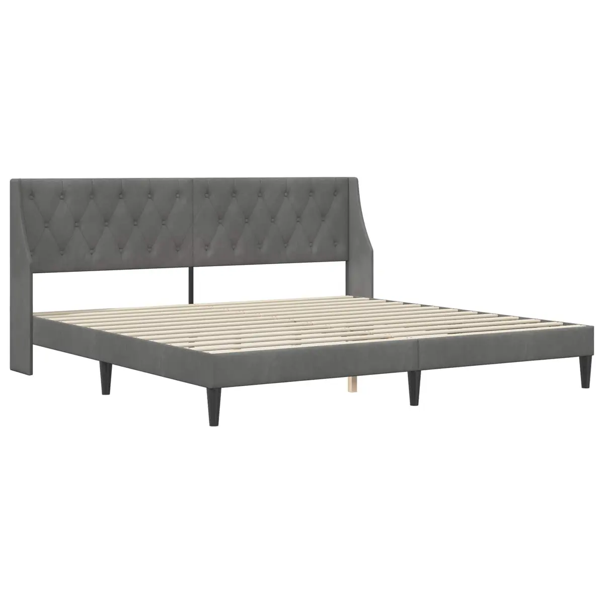 Bed Frame Velvet Headboard 180 x 200 cm Dark Grey Modern Bedroom Furniture