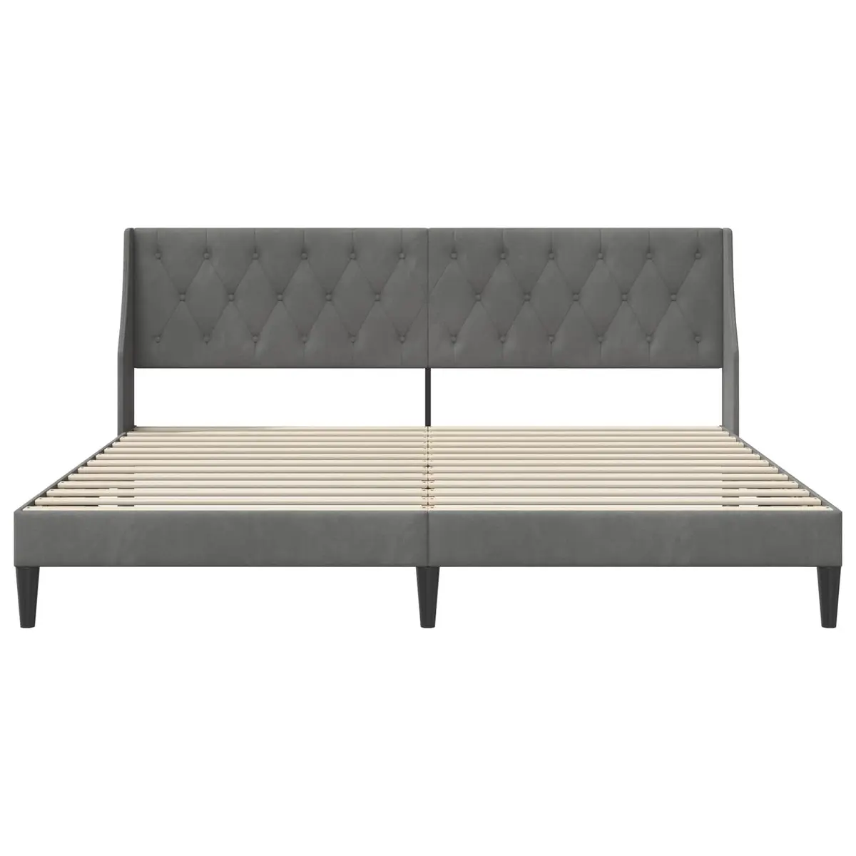 Bed Frame Velvet Headboard 180 x 200 cm Dark Grey Modern Bedroom Furniture