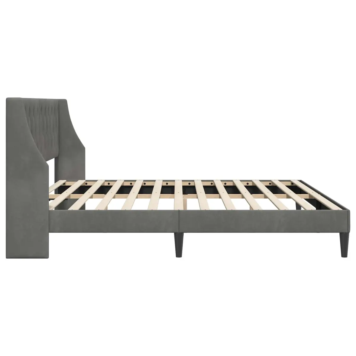 Bed Frame Velvet Headboard 180 x 200 cm Dark Grey Modern Bedroom Furniture