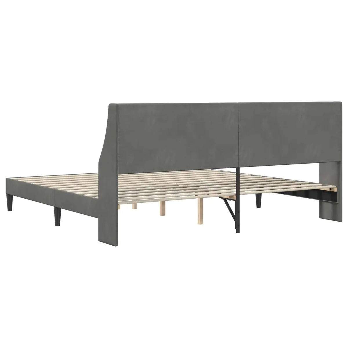 Bed Frame Velvet Headboard 180 x 200 cm Dark Grey Modern Bedroom Furniture