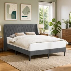 Warm and Functional Velvet Headboard Bed Frame