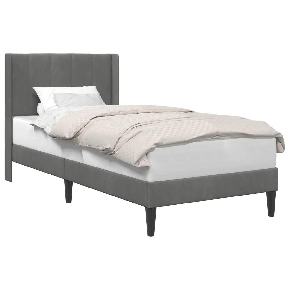 Dark Grey Velvet Bed Frame 90 x 190 cm