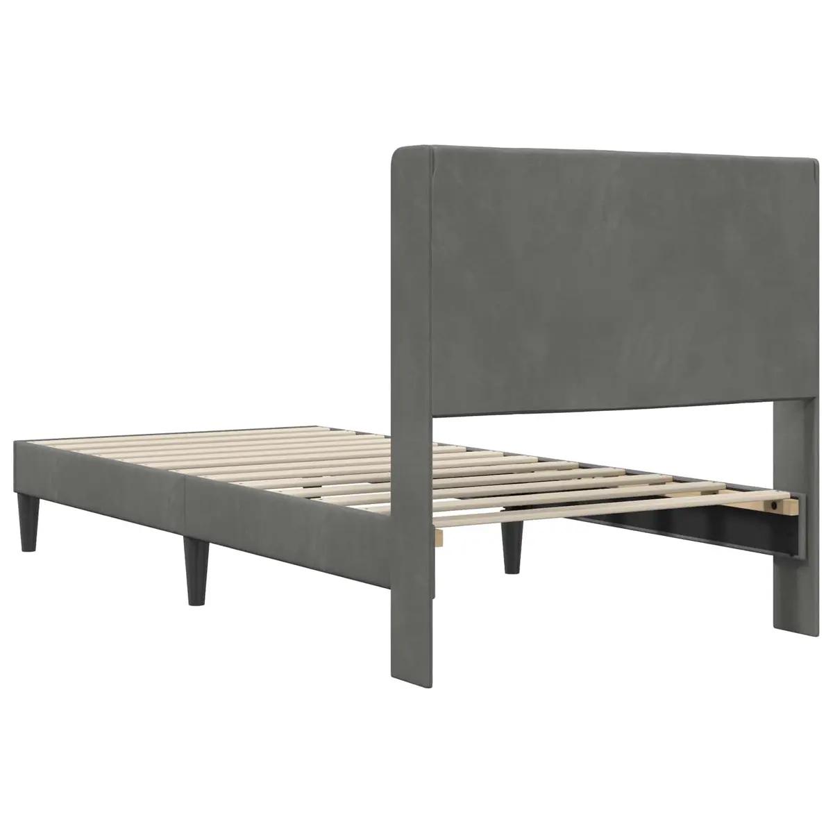 Dark Grey Velvet Bed Frame 90 x 190 cm