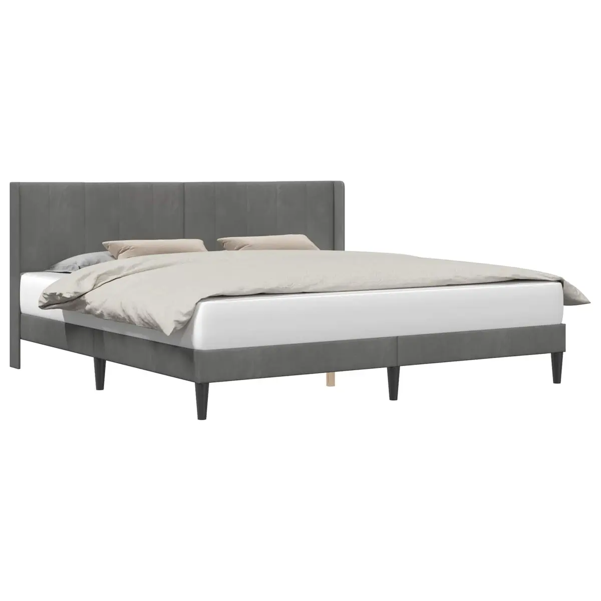 Bed Frame with Velvet Headboard