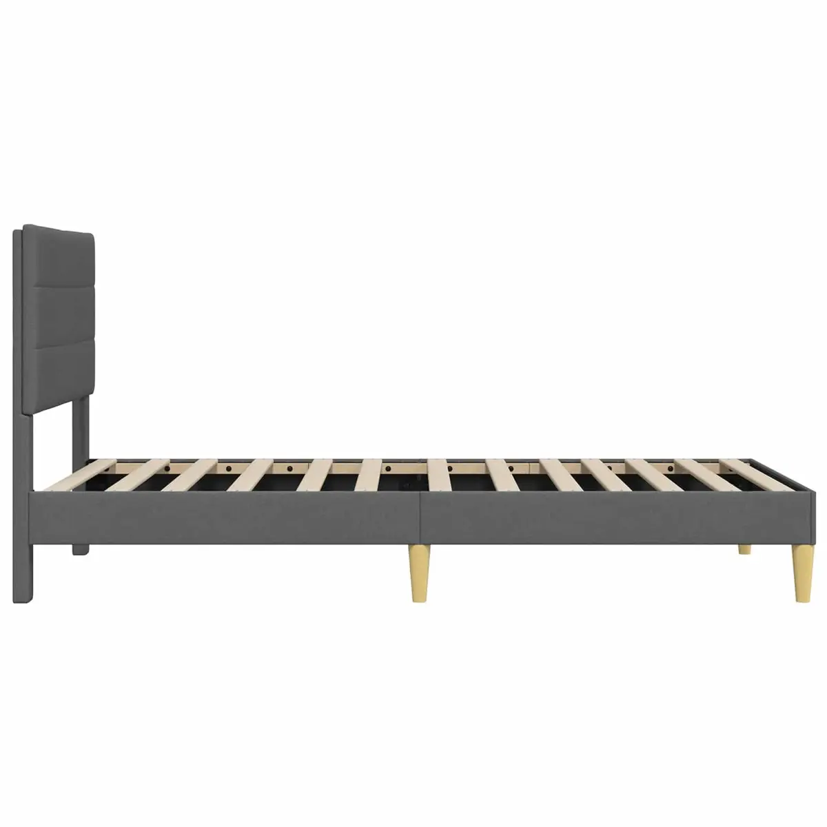 Upholstered Headboard Bed Frame Indoor Dark Grey 90 x 190 cm