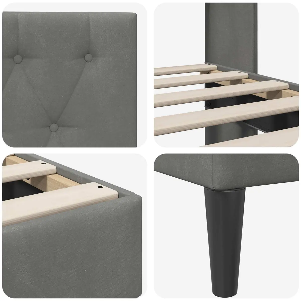 Bed Frame Velvet Headboard 90 x 190 cm Dark Grey
