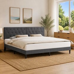 Quality Bed Frame with Velvet Headboard for Your Home