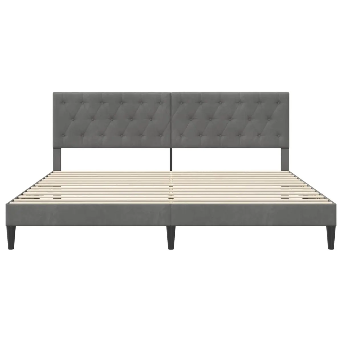 Bed Frame Dark Grey Velvet Headboard 180 x 200 cm Bedroom Furniture