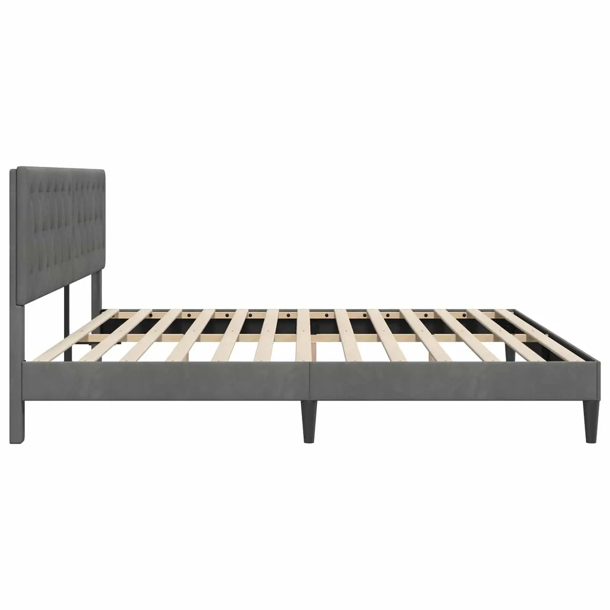 Bed Frame Dark Grey Velvet Headboard 180 x 200 cm Bedroom Furniture