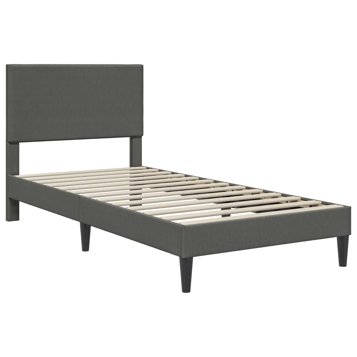 Bed Frame Dark Grey Corduroy Fabric 90 x 190 cm Modern Bedroom