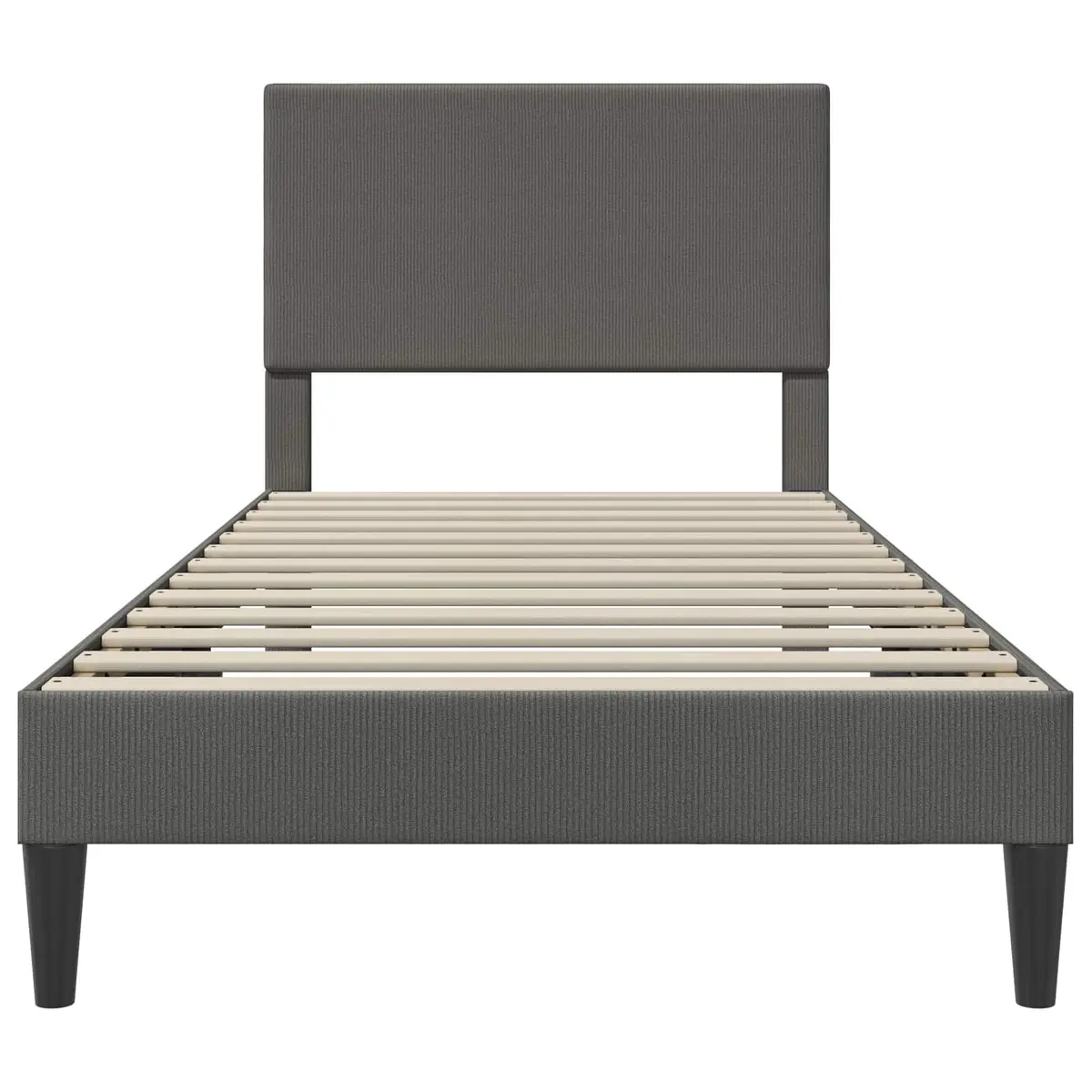 Bed Frame Dark Grey Corduroy Fabric 90 x 190 cm Modern Bedroom