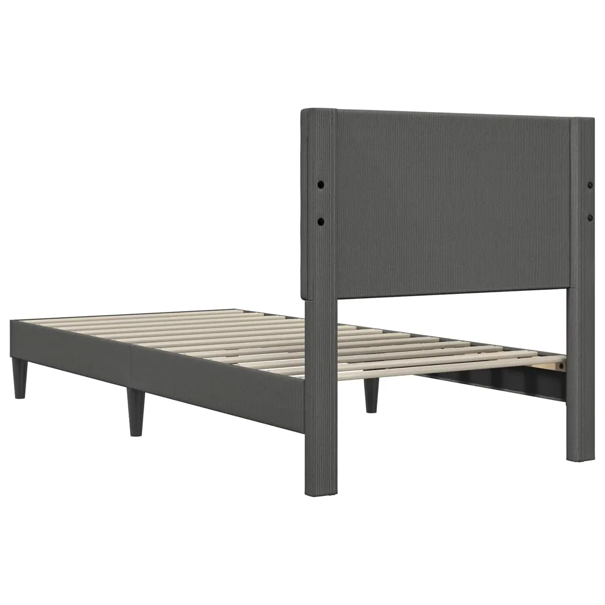 Bed Frame Dark Grey Corduroy Fabric 90 x 190 cm Modern Bedroom