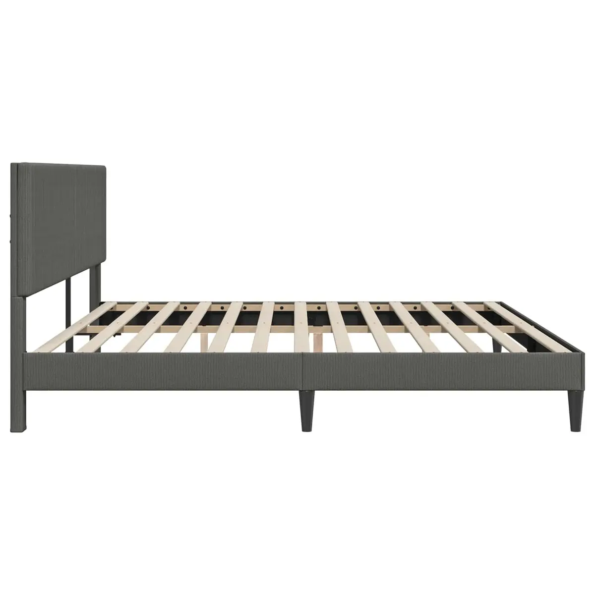 Bed Frame Dark Grey Corduroy Fabric 180 x 200 cm Modern Bedroom