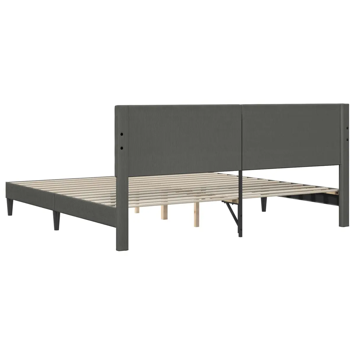 Bed Frame Dark Grey Corduroy Fabric 180 x 200 cm Modern Bedroom