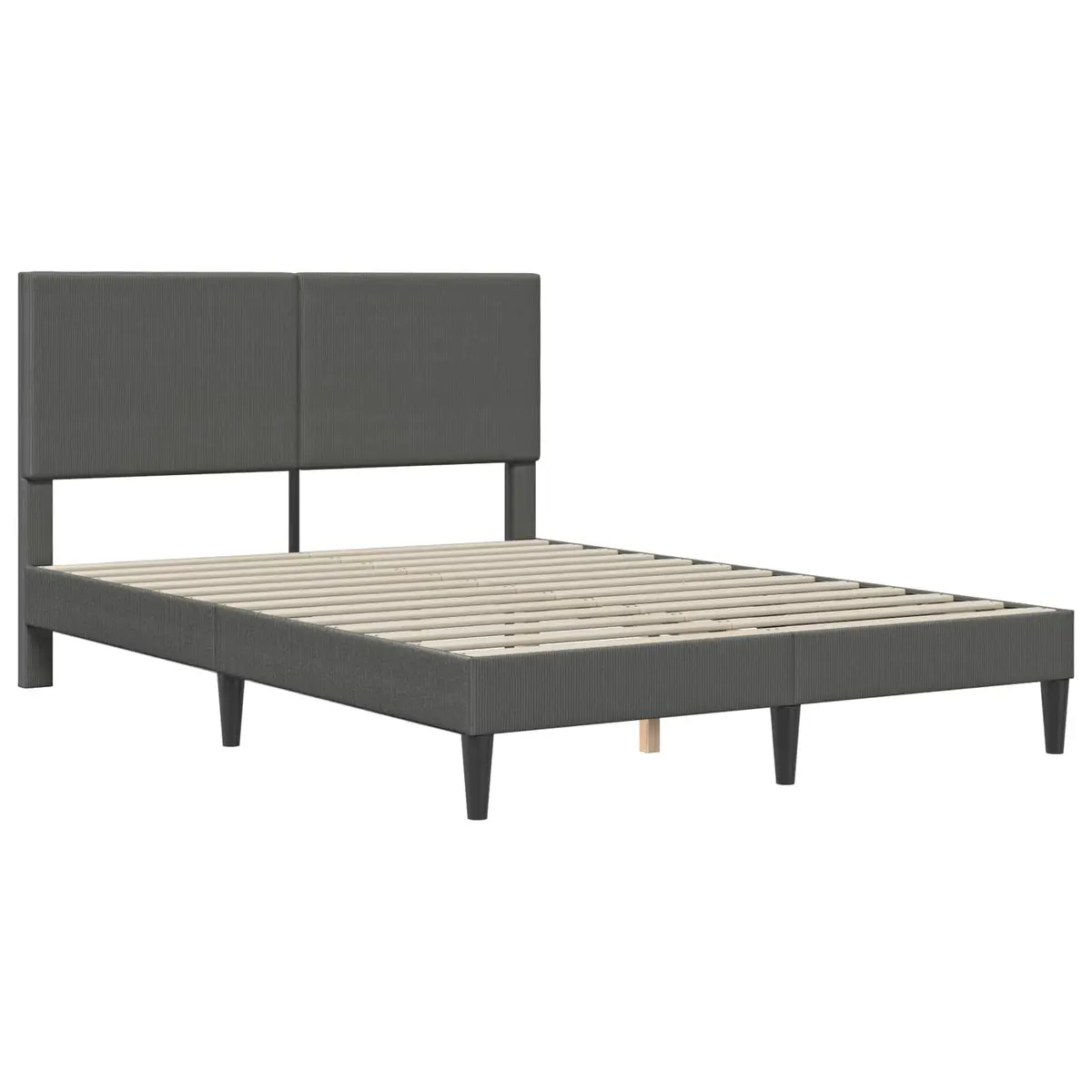 Bed Frame with Corduroy Headboard in Dark Grey