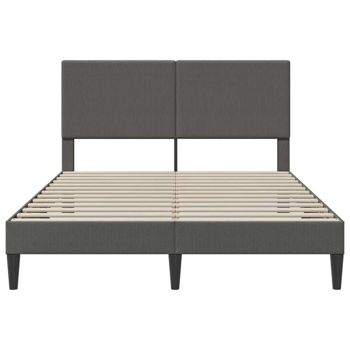 Bed Frame with Headboard Dark Grey 153 x 203 cm Corduroy Upholstered Modern