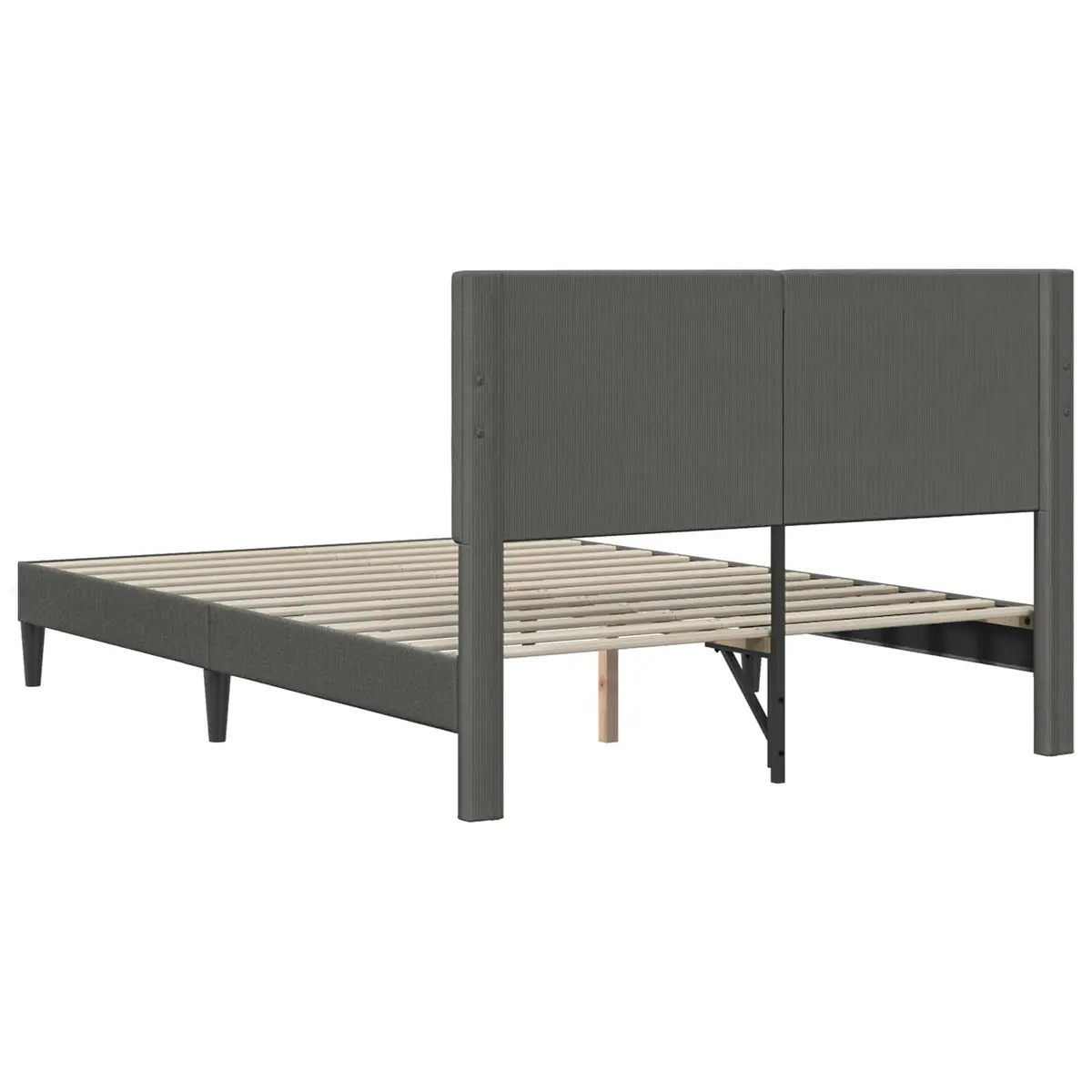 Bed Frame with Headboard Dark Grey 153 x 203 cm Corduroy Upholstered Modern