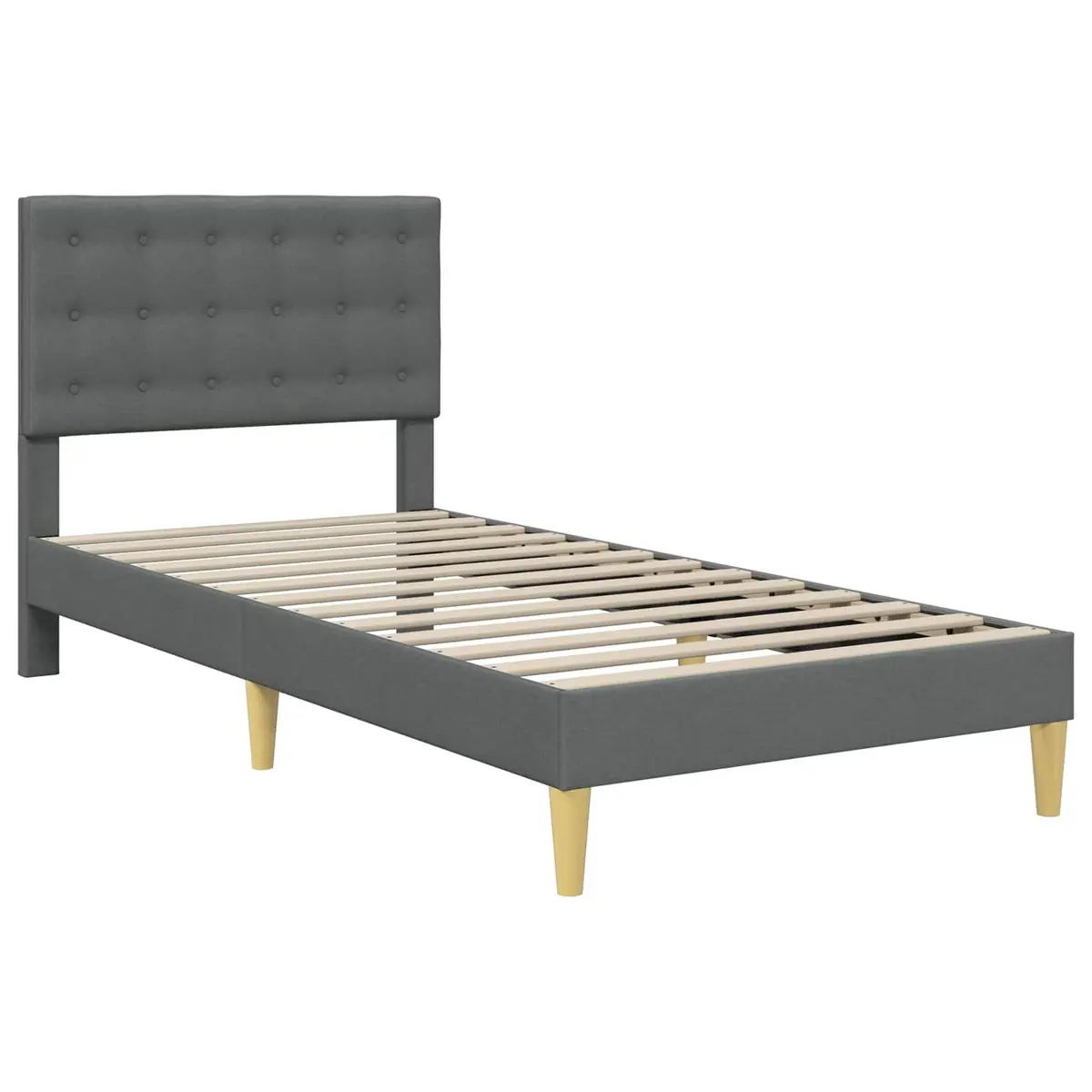 Bed Frame with Fabric Headboard Dark Grey 90 x 190 cm Modern Bedroom Furniture