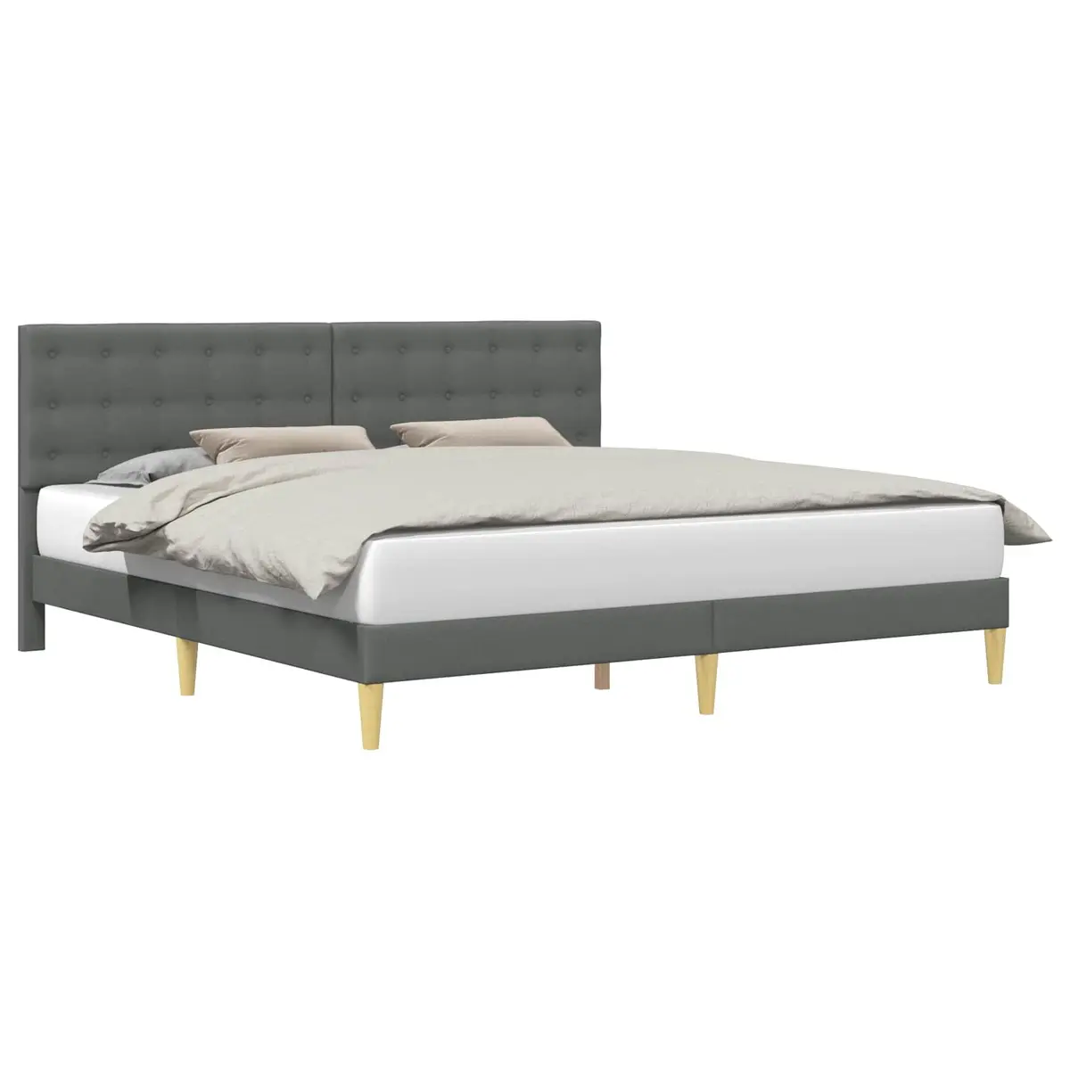 Bed Frame with Fabric Headboard Dark Grey 180 x 200 cm Modern Bedroom Furniture
