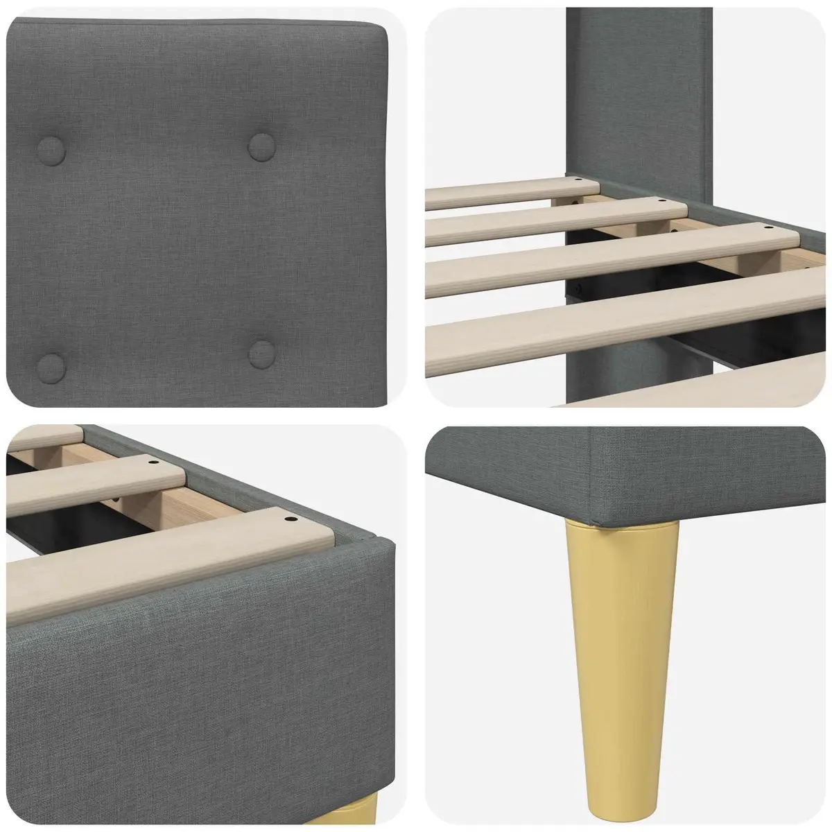 Bed Frame with Fabric Upholstered Headboard