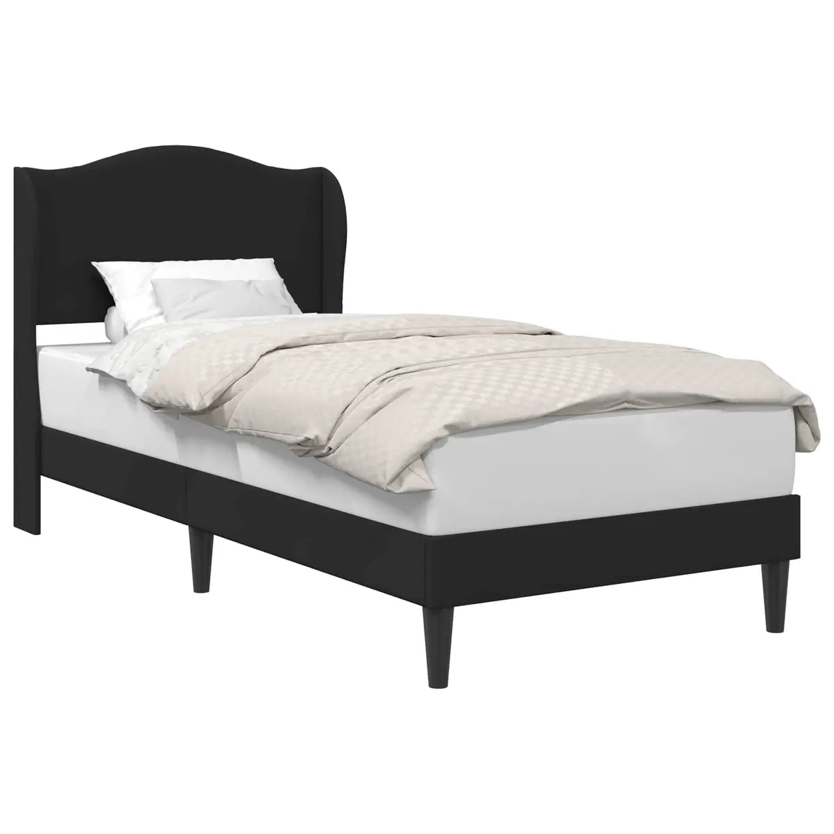 Bed Frame with Headboard Black 90 x 190 cm Modern Bedroom Furniture