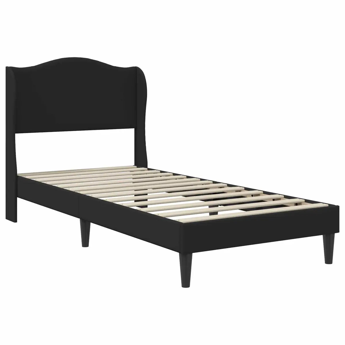 Bed Frame with Headboard Black 90 x 190 cm Modern Bedroom Furniture